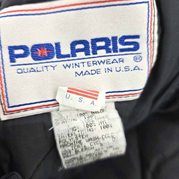 Vintage Polaris Snow Bib Overalls Women Medium Snowmobile Pants Black Straps USA - Picture 9 of 10